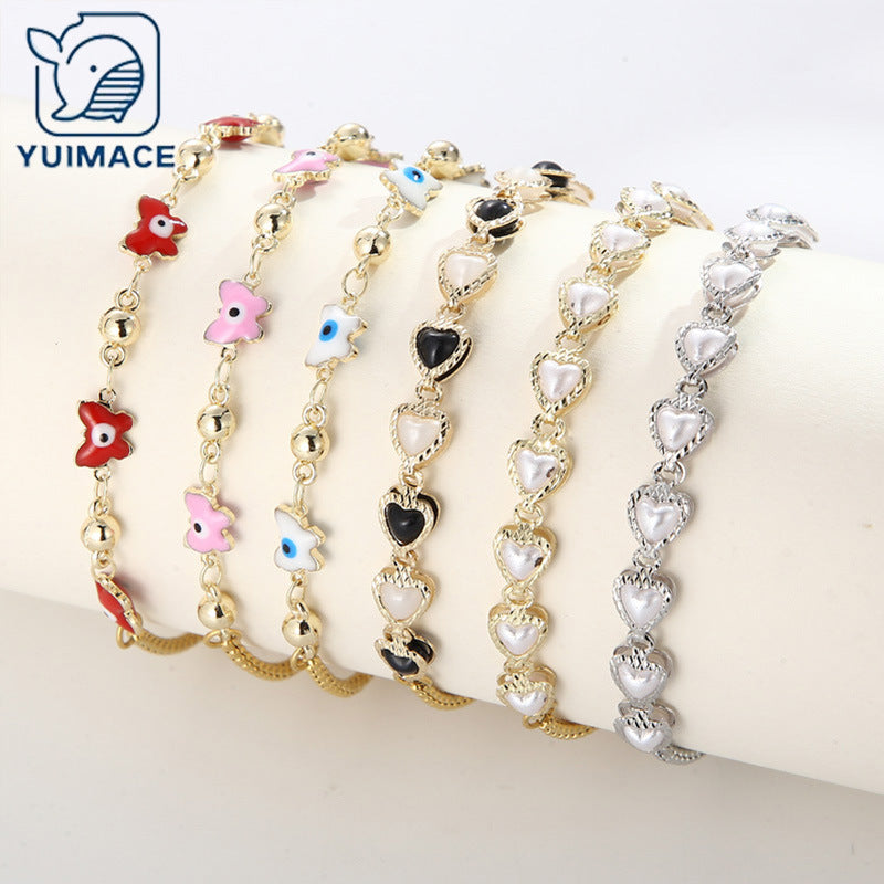 Foreign trade cross-border hot-selling jewelry versatile creative models, dripping oil devil's eye love copper bracelet