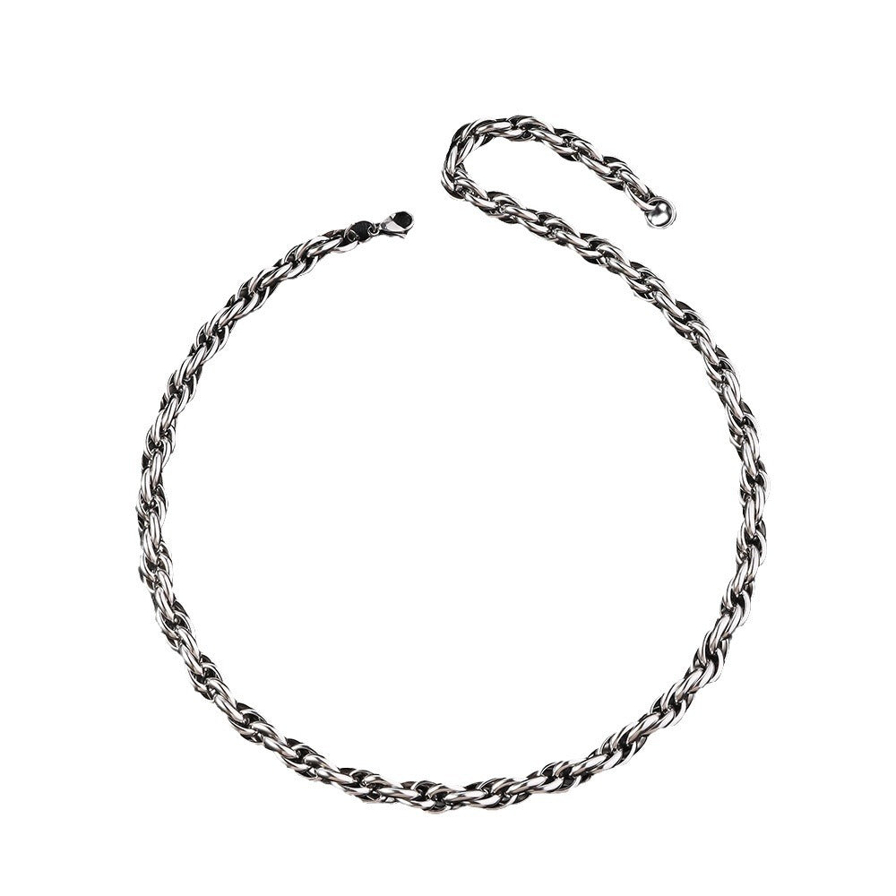 Cross-border hot sale stainless steel twist necklace men's hip hop trend Cuban bracelet does not fade Exquisite titanium steel chain