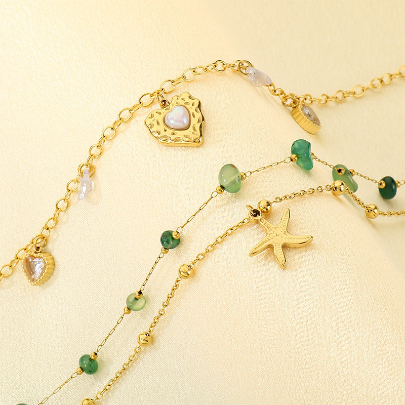 ins trendy fashion personalized beach wind anklet stainless steel anklet stacked wearing wind love starfish element foot decoration