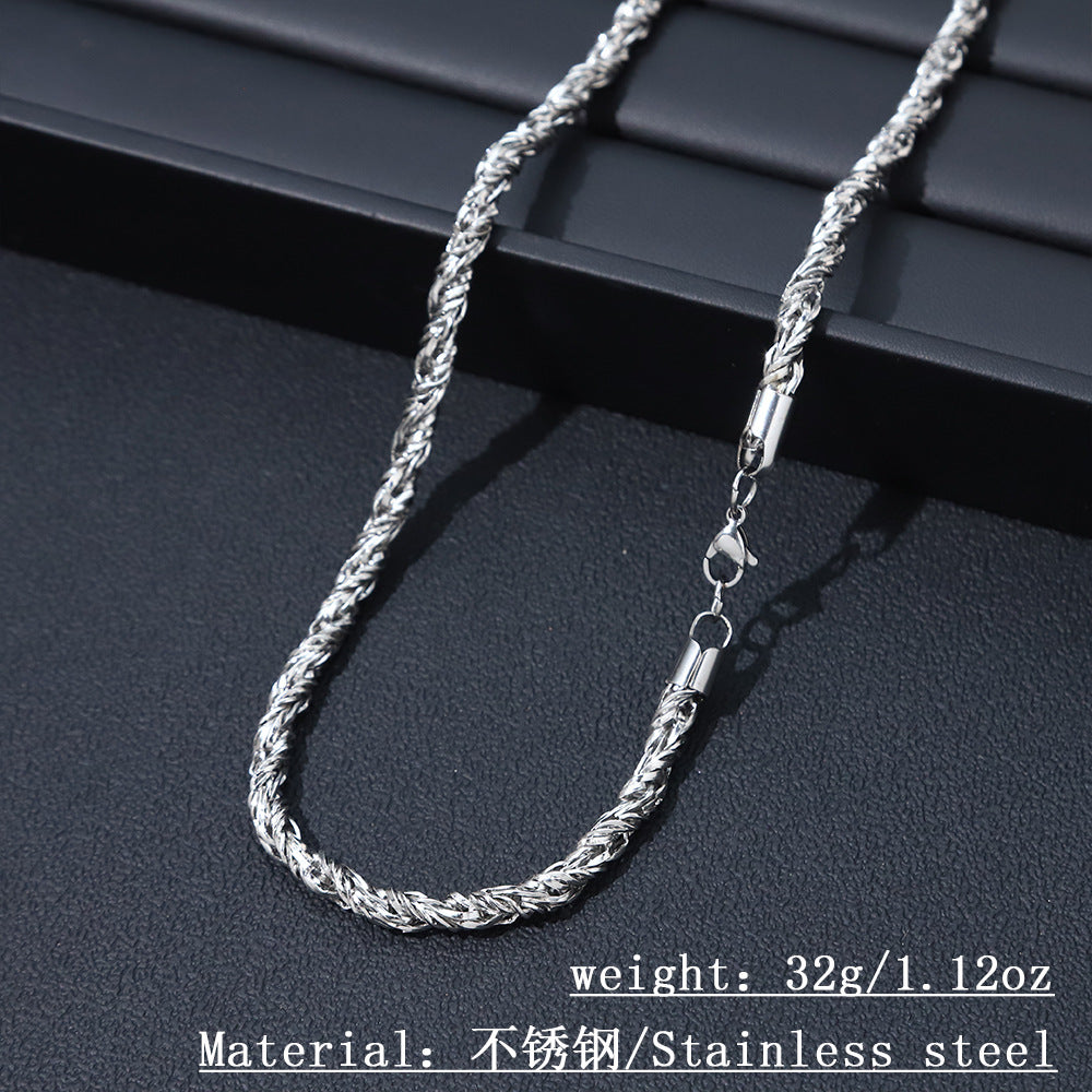 Cross-border hot sale stainless steel twist chain necklace men's hip hop trend sweater chain women's clavicle titanium steel necklace