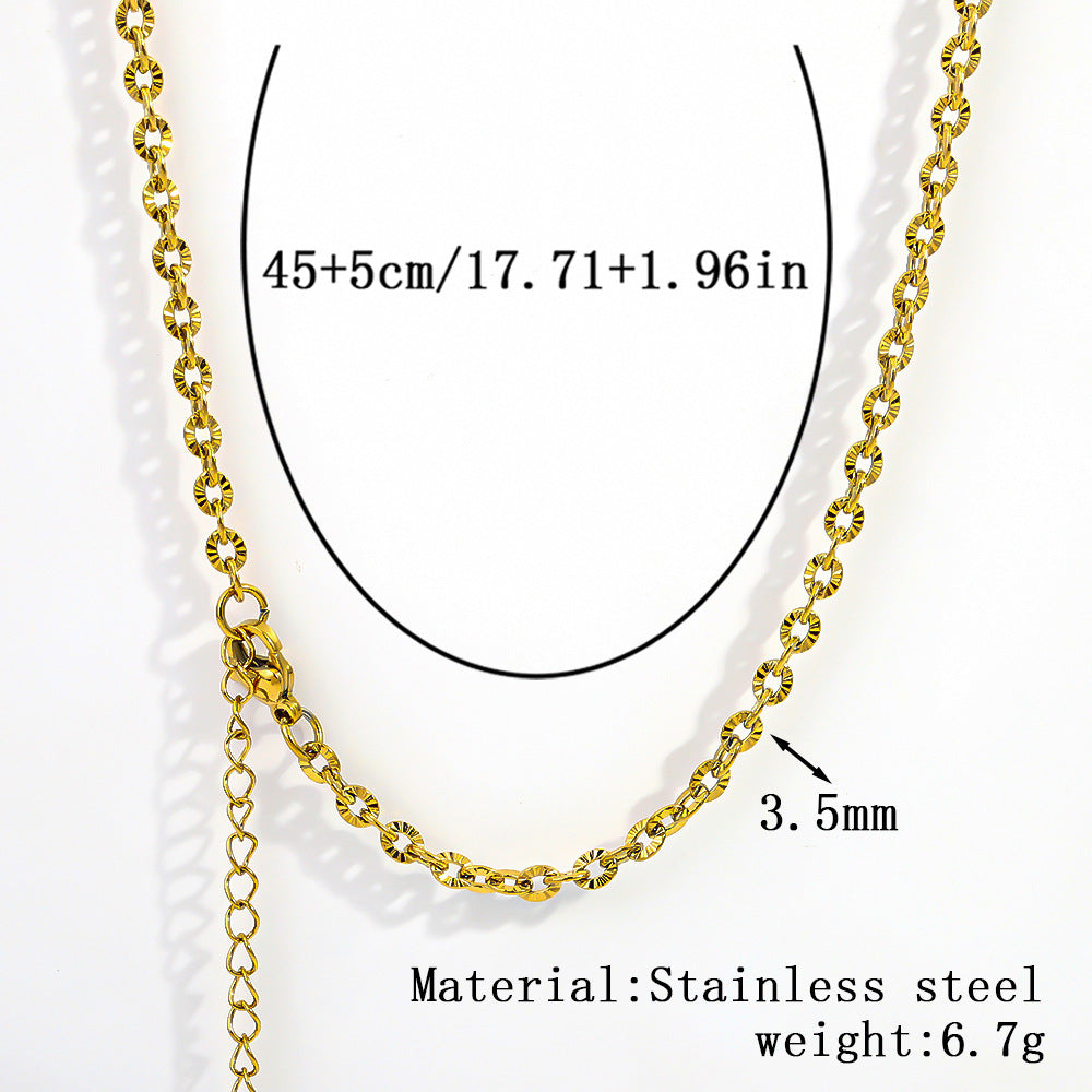 Cross-border women's stainless steel necklace, 18K real gold snake bone chain plain chain fashion collarbone chain versatile titanium steel necklace