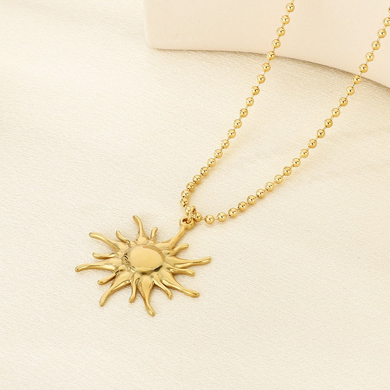 Sun & Heart Pendant Ball Chain Necklace
