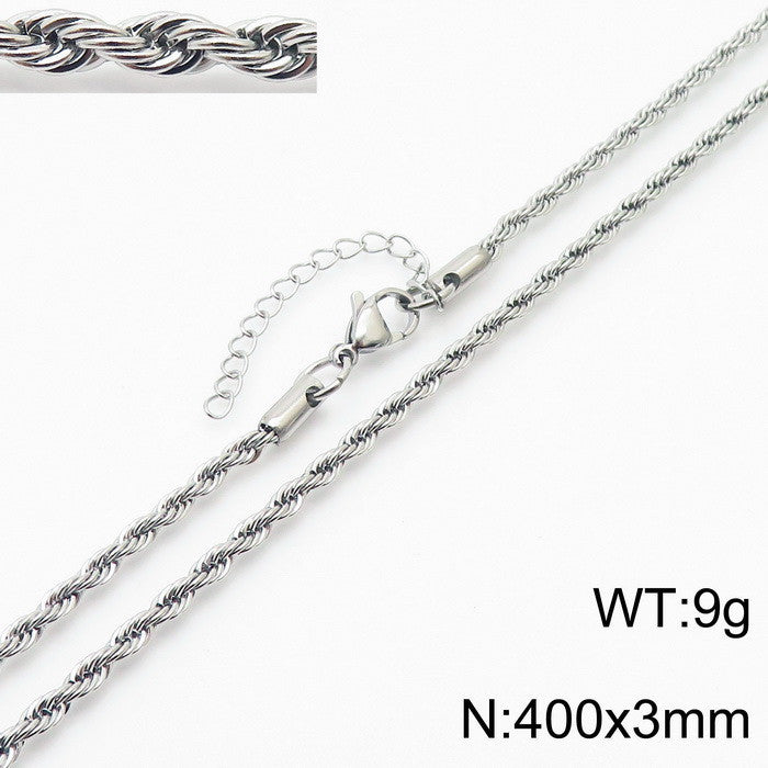 Electroplated 18K Gold Classic Twist Chain Stainless Steel 2/3/4/5mm Twist Rope Twist Chain Bracelet Spot Jewelry