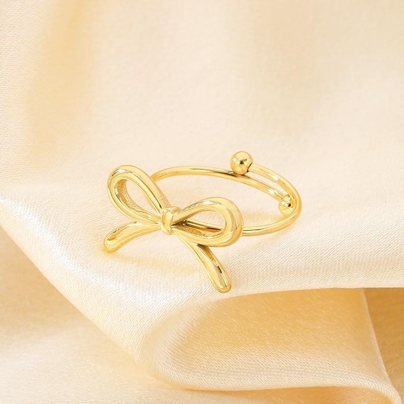 Bow Stainless Steel Adjustable Ring