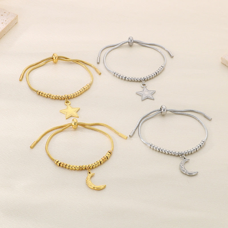 Gold & Silver Star & Moon Bead Bracelet