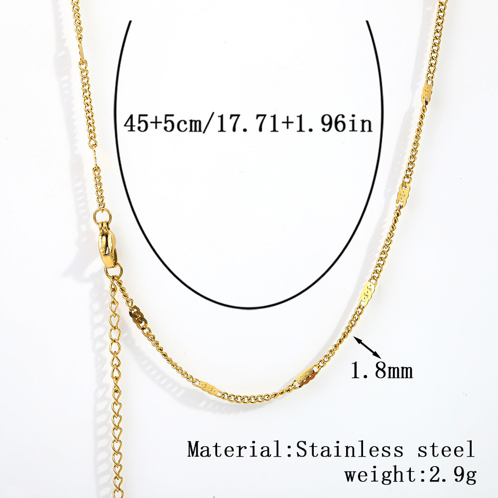 Cross-border women's stainless steel necklace, 18K real gold snake bone chain plain chain fashion collarbone chain versatile titanium steel necklace