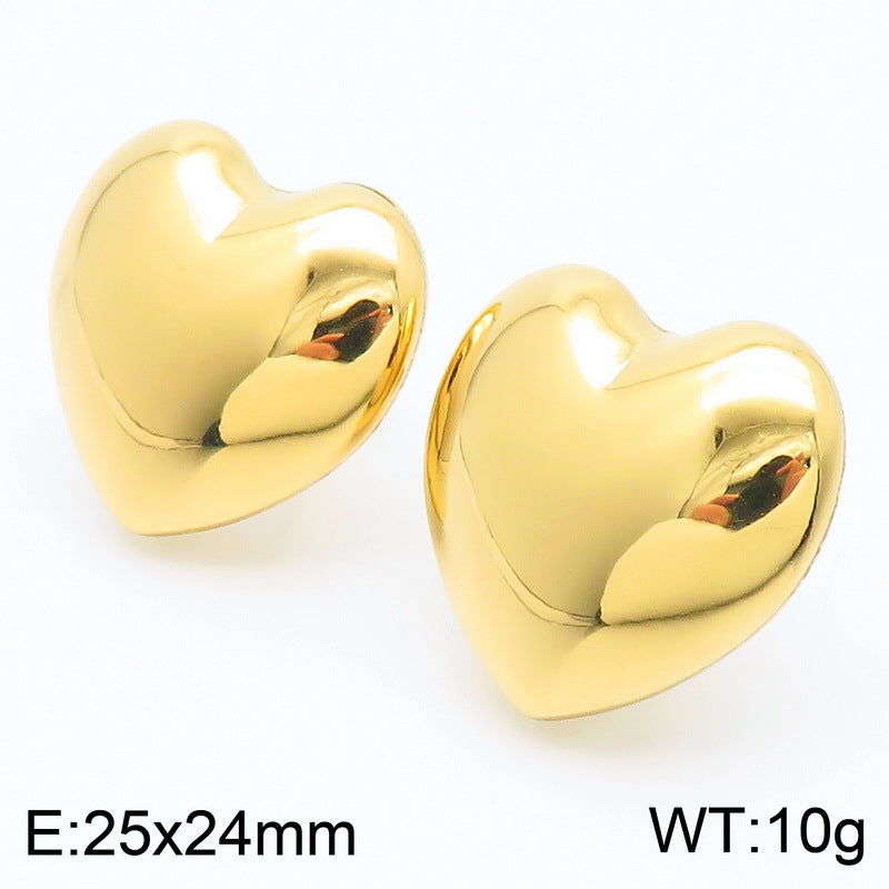 Chunky Heart Stud Earrings