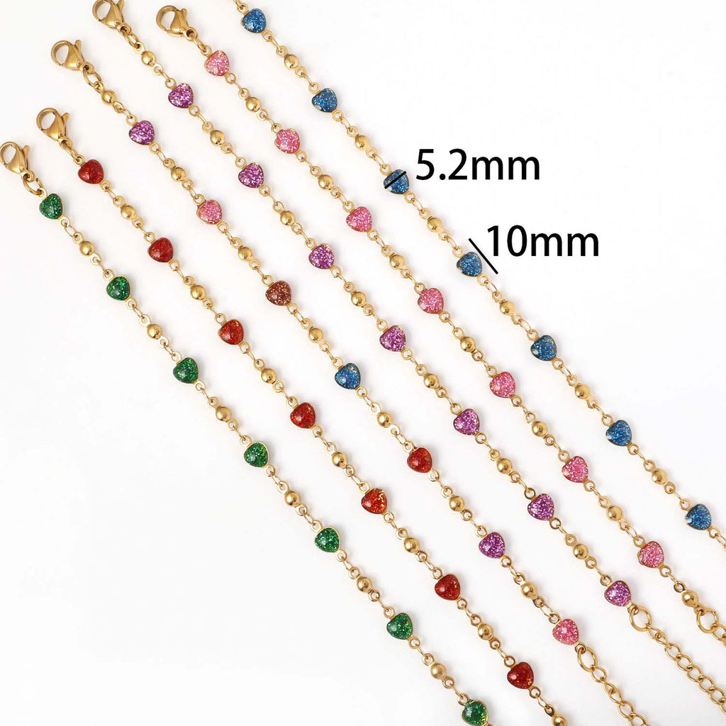 Cross-border new stainless steel handmade love bracelet jewelry, dopamine fashion personalized women's Christmas accessories wholesale