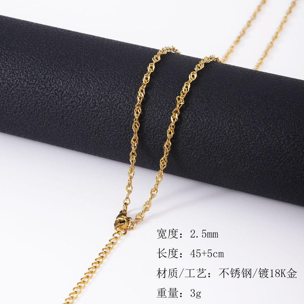 Europe and the United States hot-selling stainless steel water wave chain 18K gold vacuum electroplating clavicle chain women's titanium steel DIY necklace jewelry wholesale