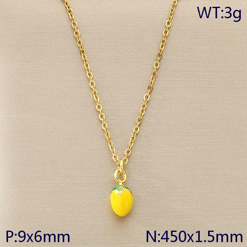 Mini Fruit Charm Gold Chain Necklace