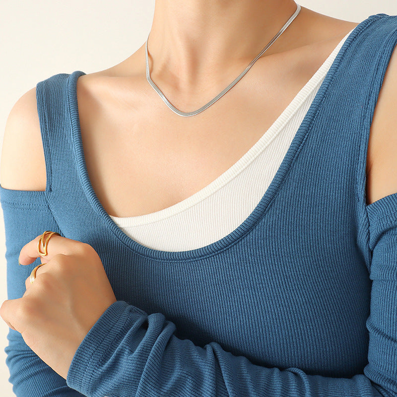 European and American ins blade chain personalized versatile titanium steel snake bone chain niche design Spice Girl necklace bracelet jewelry set