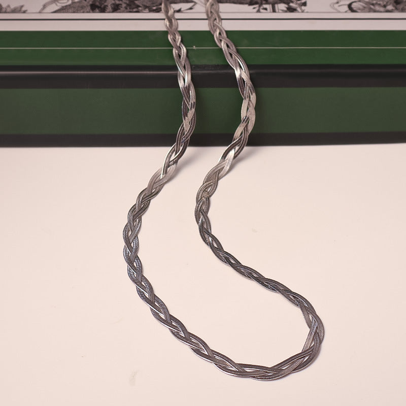 Amazon European and American Simple Vintage Men's and Women's Blade Chains Stainless Steel Twist Flat Snake Bone Chains Necklaces Bracelets Wholesale