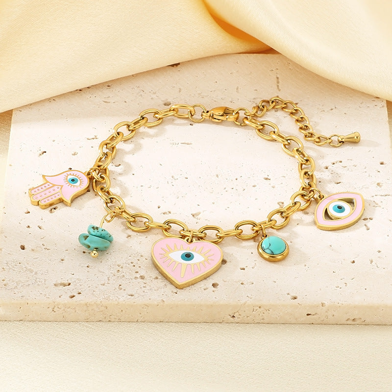 Gold Evil Eye Charm Bracelet