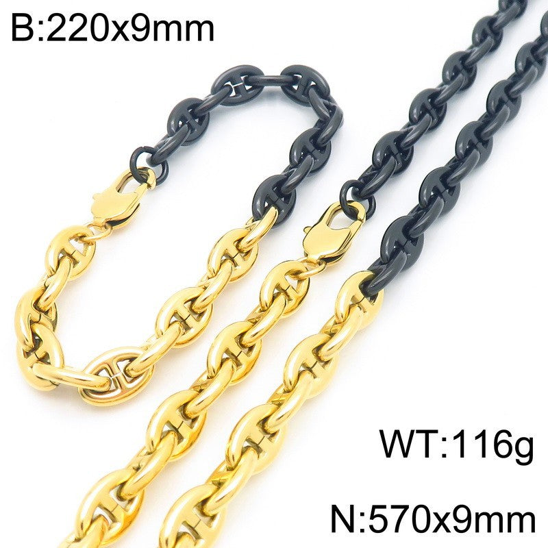 Interlocking Oval Link Chain Bracelet & Necklace Set