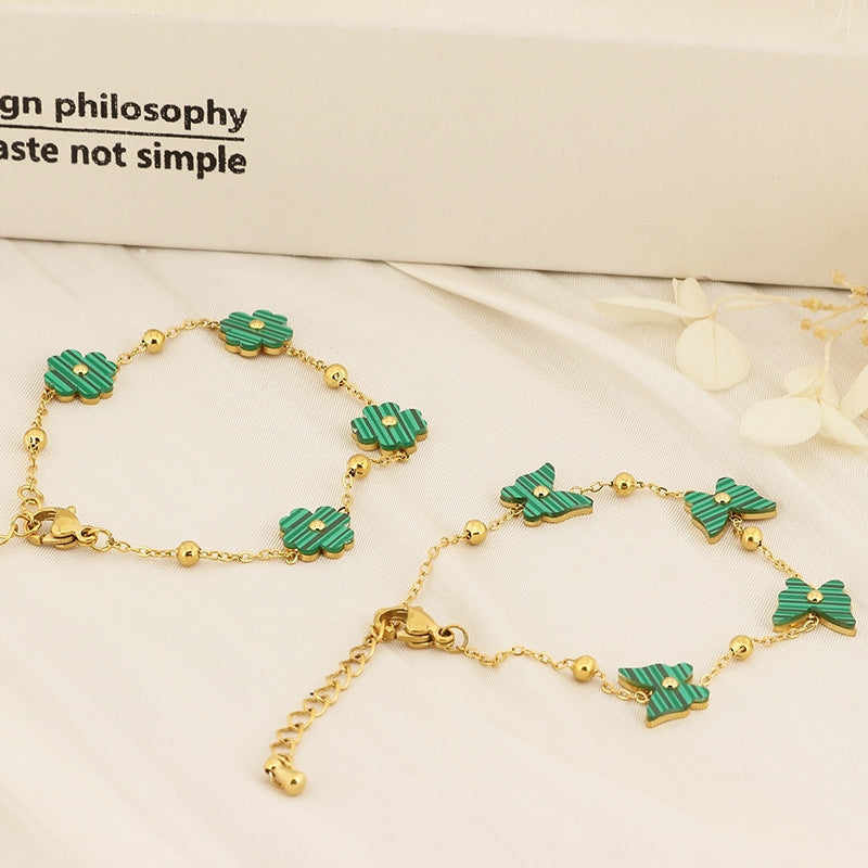 Cross-border new flower butterfly titanium steel bracelet women's ins fashion simple bracelet forest versatile bracelet jewelry women