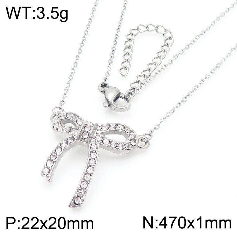 Crystal Bow Pendant Necklace