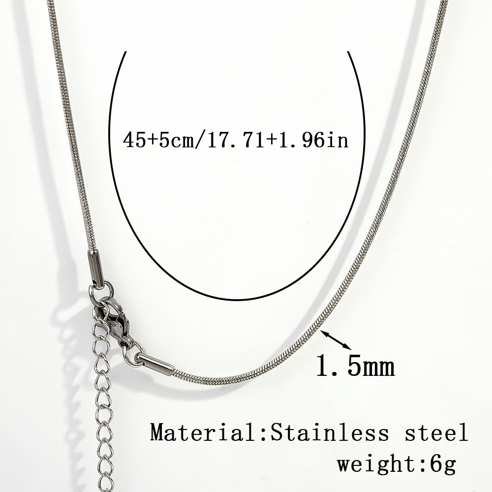 Cross-border stainless steel necklace, 18K real gold-plated snake bone chain fashion collarbone chain plain chain versatile women's titanium steel necklace