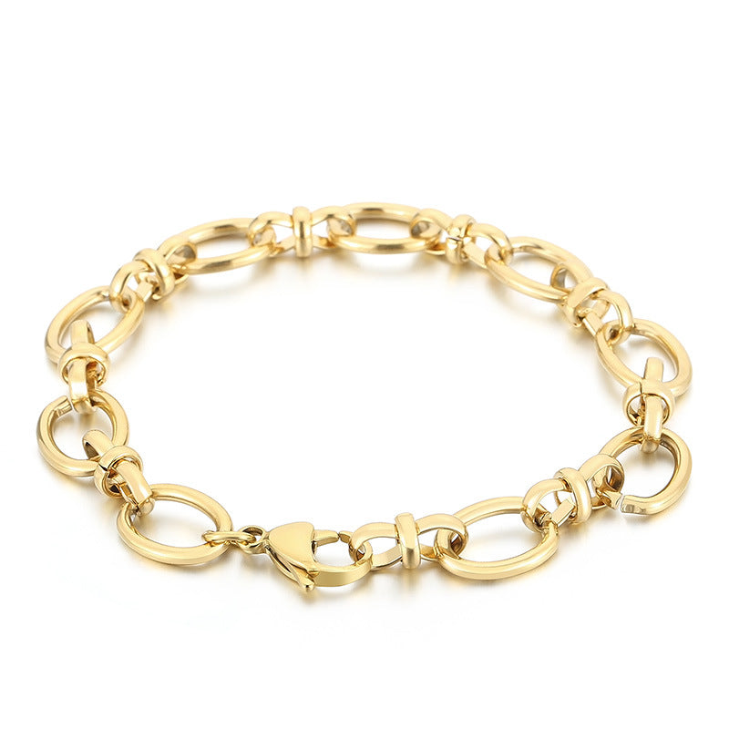 ins simple electroplated 18k gold stainless steel bracelet jewelry personalized fashion square paper clip bracelet jewelry