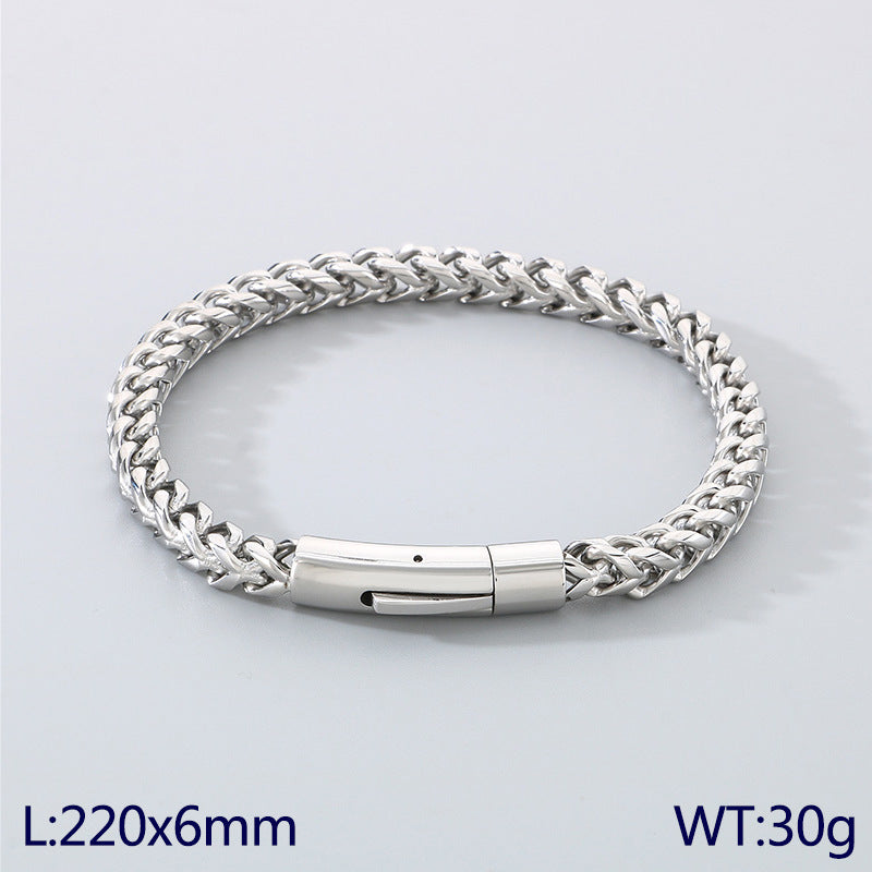 Trend creative stainless steel front and back round grinding bracelet fashionable and simple men's trend round grinding front and back chain jewelry spot