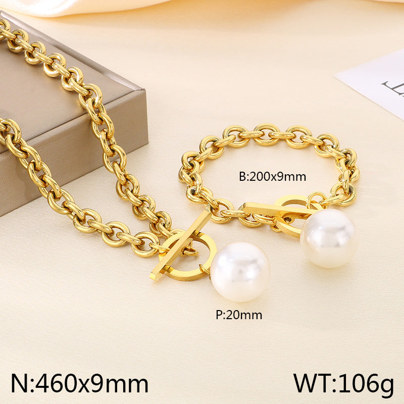 Minimal Toggle Chain Necklace with Pearl / Sphere Charm