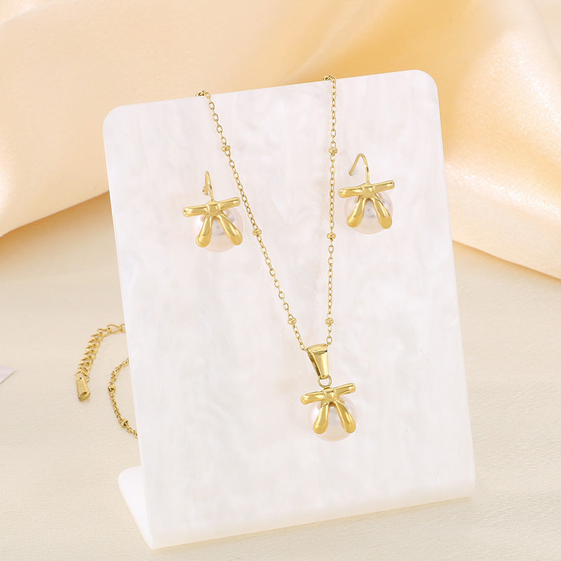 Bow Pearl Jewelry Set