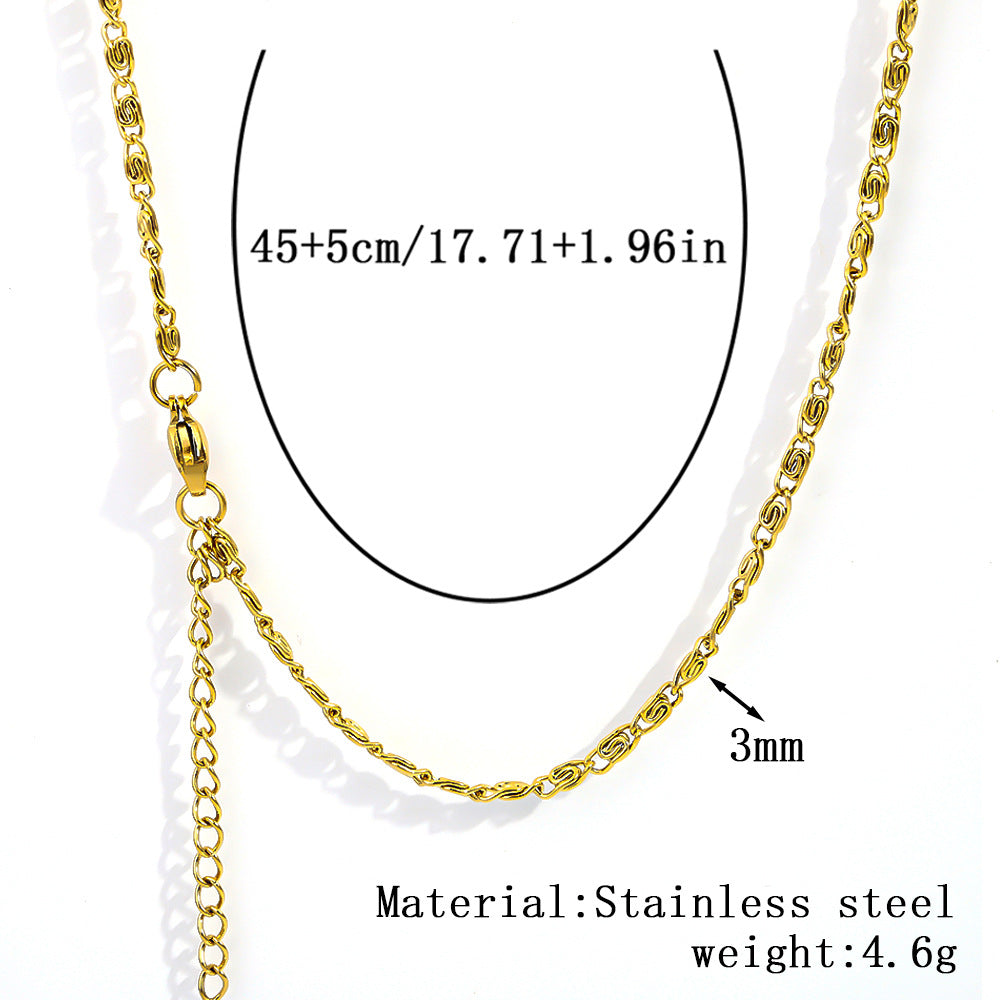 Cross-border women's stainless steel necklace, 18K real gold snake bone chain plain chain fashion collarbone chain versatile titanium steel necklace