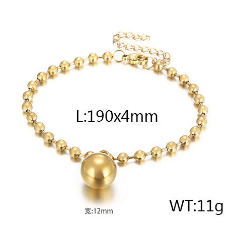 European and American fashion personalized stainless steel 18K gold-plated hollow ball gold bead necklace bracelet set, free jewelry