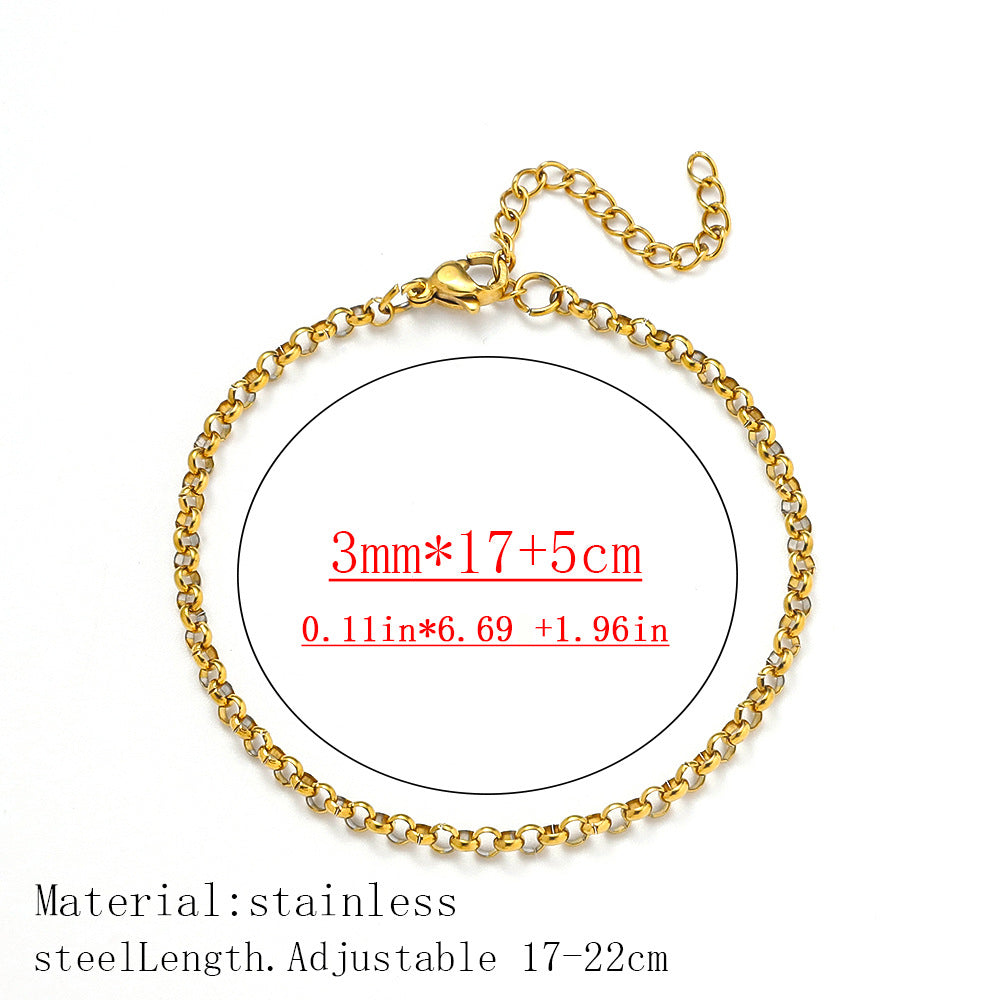 Cross-border women's fashion titanium steel bracelet European and American hot sale plated 18K real gold fashion versatile jewelry stainless steel bracelet