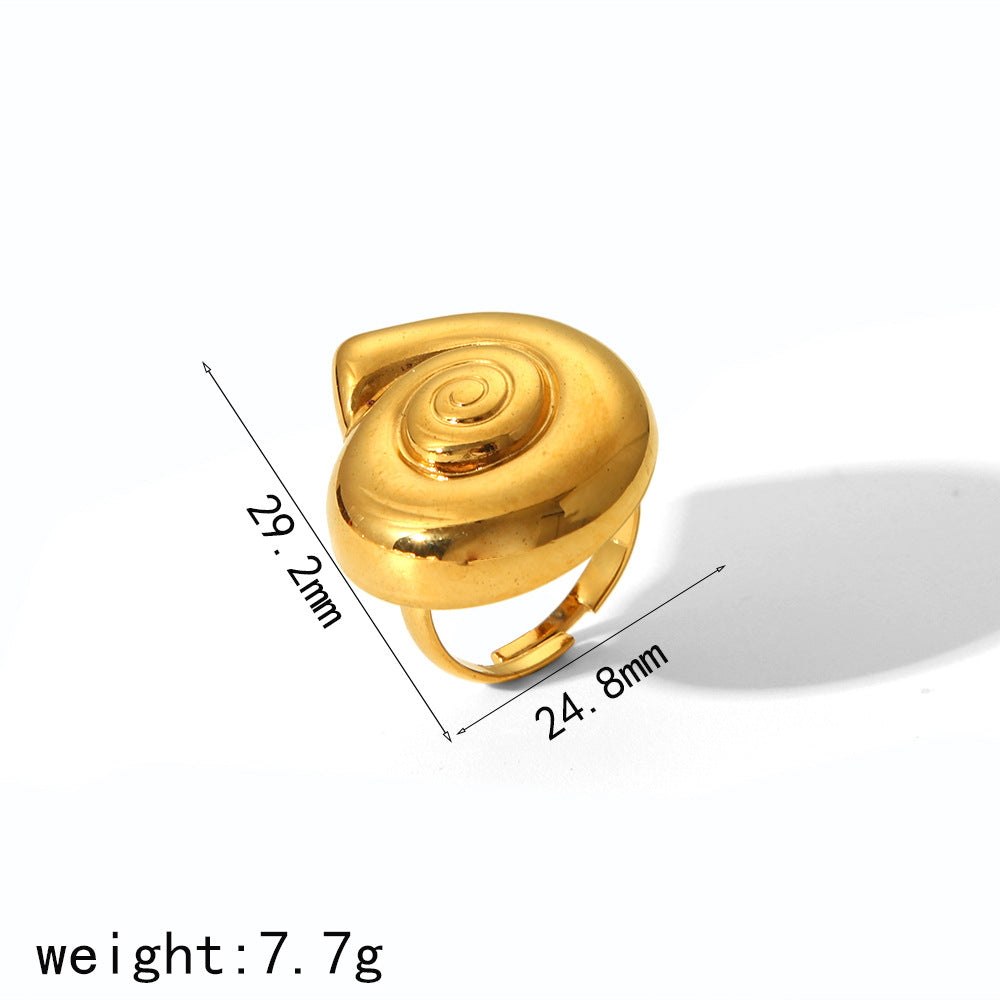 Cross-border 18k gold conch titanium steel necklace summer women's high sense marine elements ins casual wind stainless steel necklace