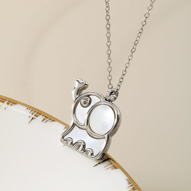 Creative Simple Sweet Fashion Versatile Shell Diamond Elephant Pendant Premium Necklace Women's Accessories
