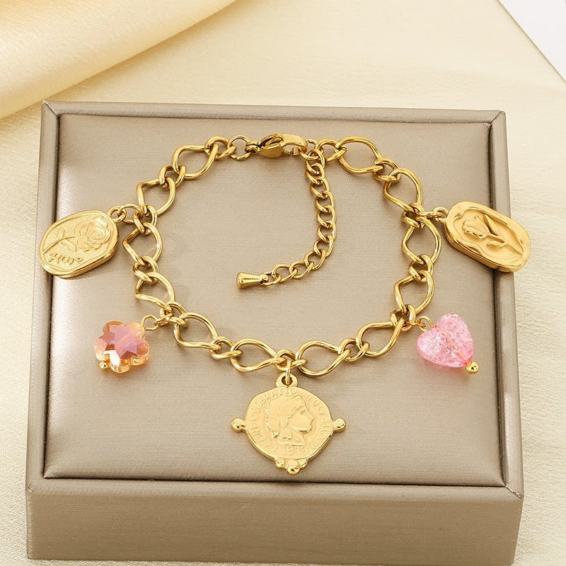 Cross-border stainless steel necklace INS wind handmade DIY niche 18k gold neck chain personalized mushroom carrot bracelet women