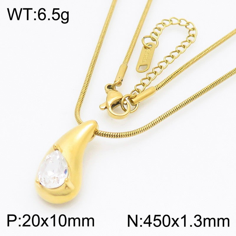 Stainless Steel Teardrop Pendant Necklace