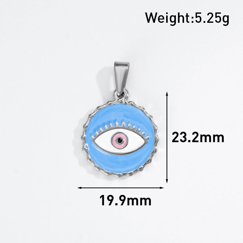 European and American cross-border blue diamond-encrusted eyes Virgin portrait pendant stainless steel retro tag DIY jewelry simple