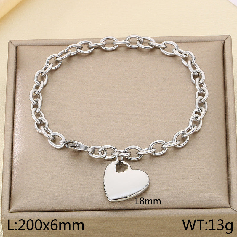 Cross-border new ins stainless steel jewelry personalized versatile glossy love titanium steel bracelet love pendant jewelry women