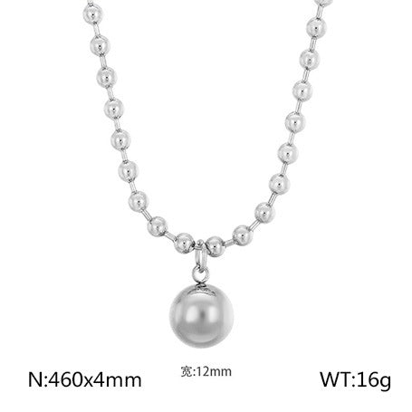 European and American fashion personalized stainless steel 18K gold-plated hollow ball gold bead necklace bracelet set, free jewelry