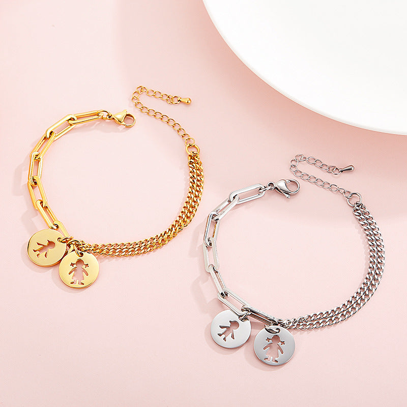 Boy & Girl Silhouette Layered Bracelet