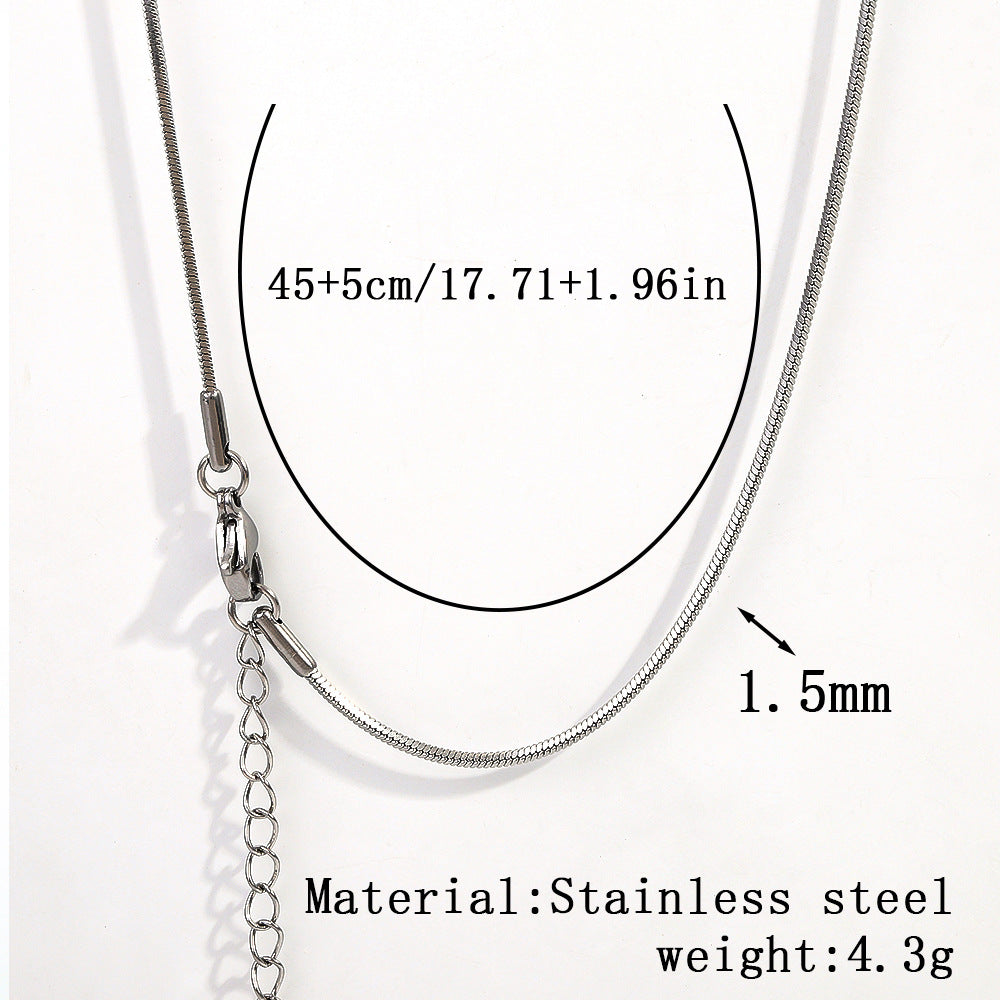 Cross-border women's stainless steel necklace, 18K real gold snake bone chain plain chain fashion collarbone chain versatile titanium steel necklace