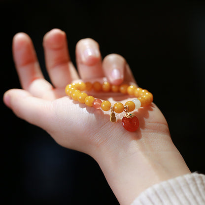 天然蜜蜡手链串珠女盐源玛瑙平安扣轻奢高级感手串手饰