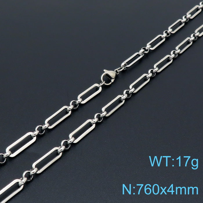 Elongated Rectangle Link Chain Necklace