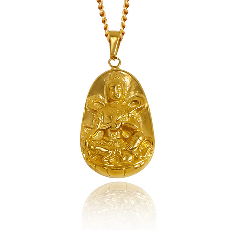 Cross-border thousand-hand Guanyin pendant necklace wholesale plated 24k gold Buddha pendant does not fade Chan thousand safety buckles
