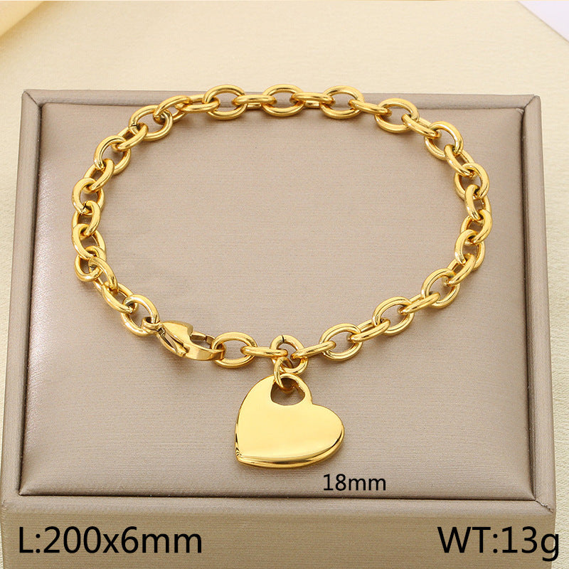 Cross-border new ins stainless steel jewelry personalized versatile glossy love titanium steel bracelet love pendant jewelry women