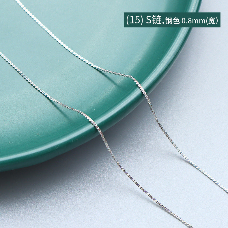 Cross chain, snake bone chain, twist chain, box chain, variety necklace, women's titanium steel plated 18K gold plain chain, clavicle chain jewelry