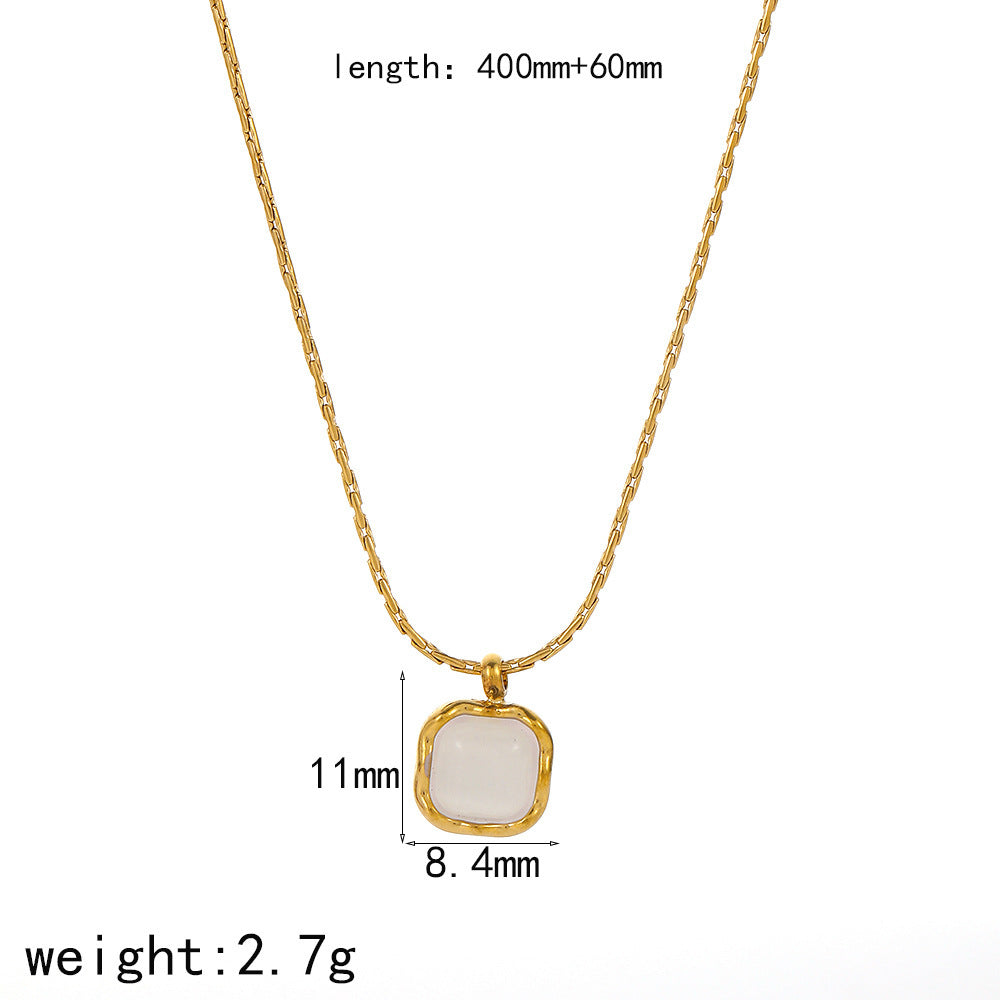 18K gold high-end pendant round bead versatile European and American necklace women's INS wind stainless steel love titanium steel collarbone chain