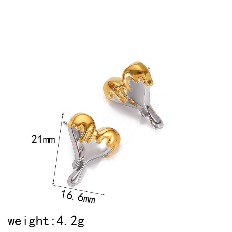 Stainless Steel Drip Heart Necklace & Stud Earrings Set
