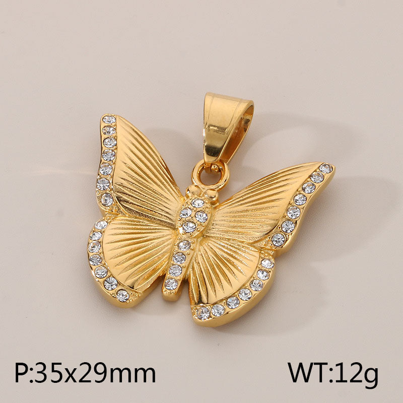 Butterfly Crystal Pendant Necklace – Gold / Silver