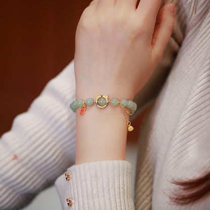 虎年和田玉手链串珠女士轻奢高级感国风文玩佛珠手饰手串