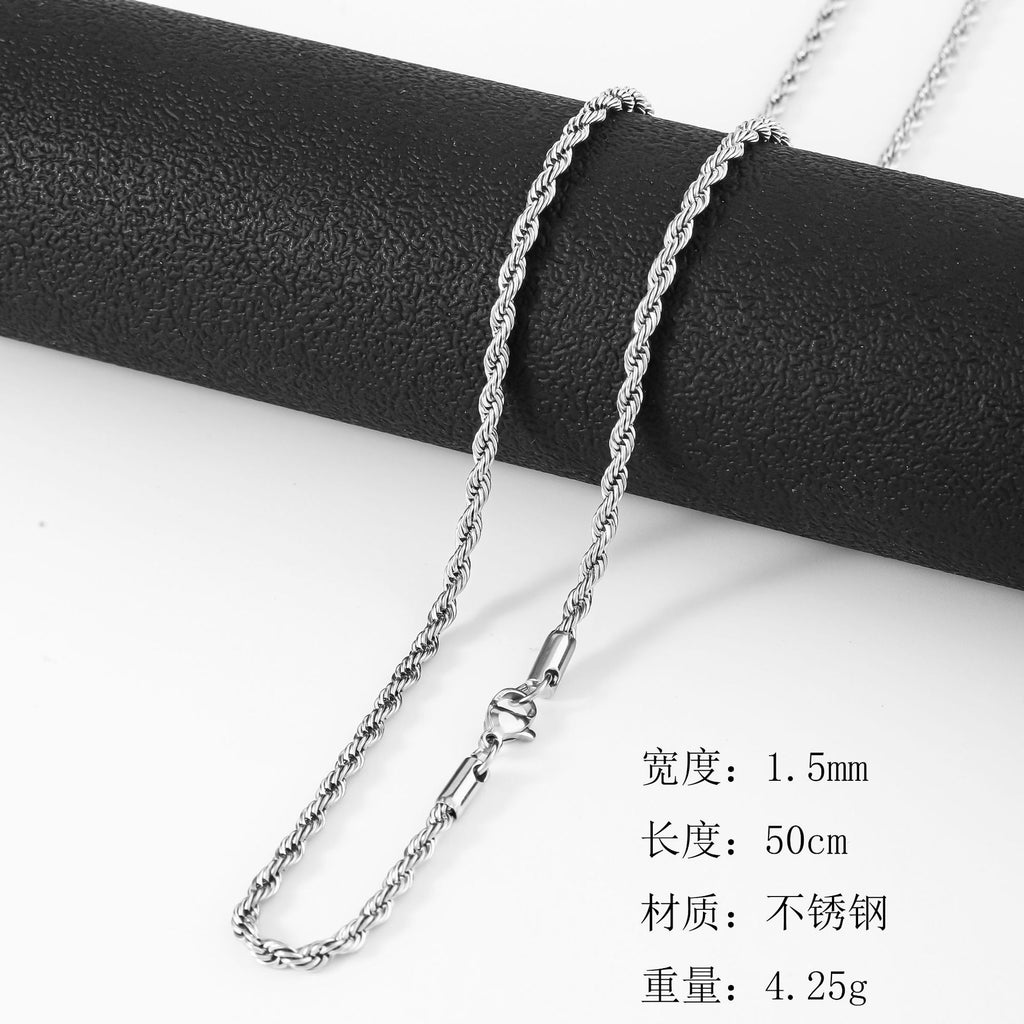 European and American cross-border hip-hop clavicle chain, vacuum color preservation, electroplating titanium steel gold twist chain, stainless steel twist necklace