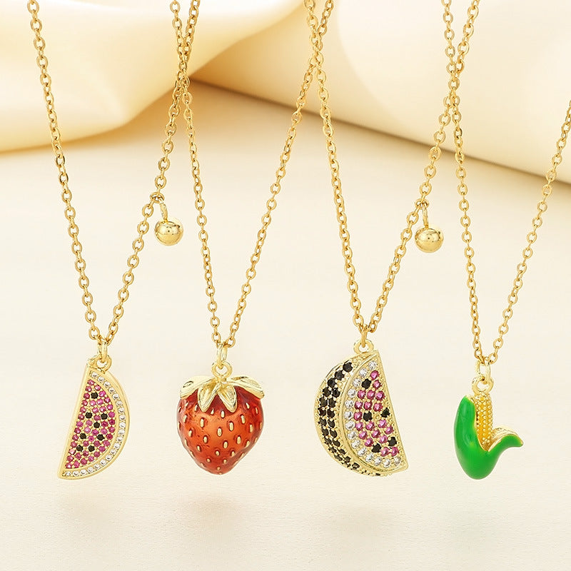 Stainless Steel Fruit Charm Necklace