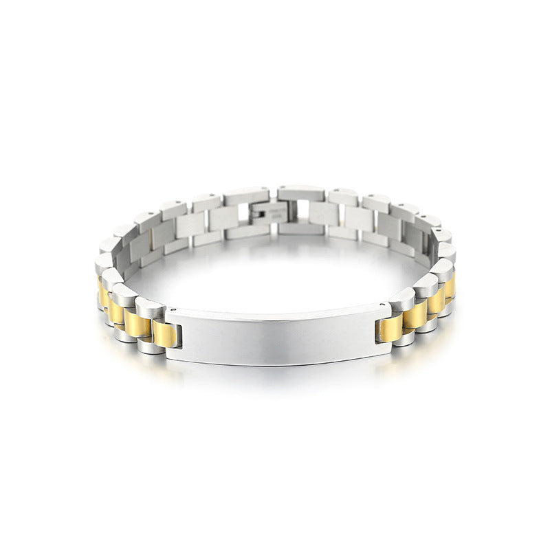 ins simple strap chain curved brand couple strap titanium steel bracelet trend vacuum plated stainless steel unisex