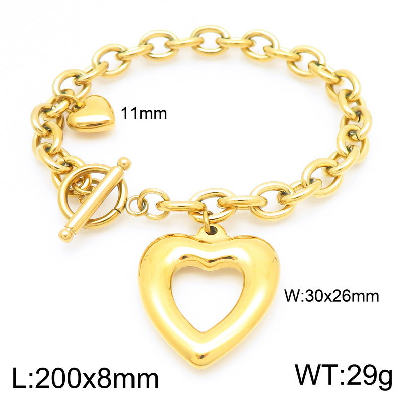 Open Heart Chain Necklace & Bracelet Set